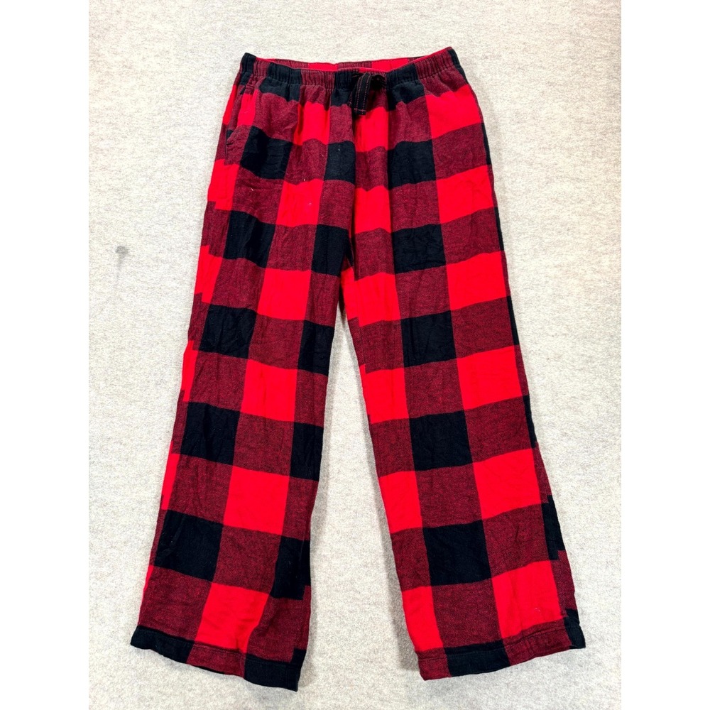 Old Navy Flannel Pajama Pants Womens M Red Black Buffalo Plaid Cotton Mid Rise